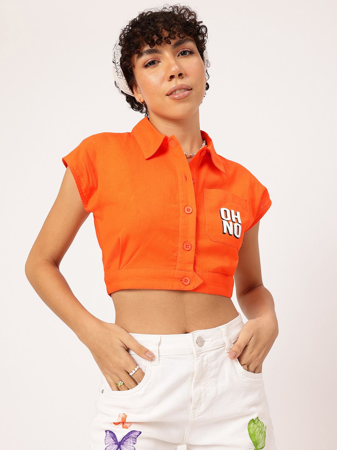DressBerry Pocket Punk Crop Shirt Style Top