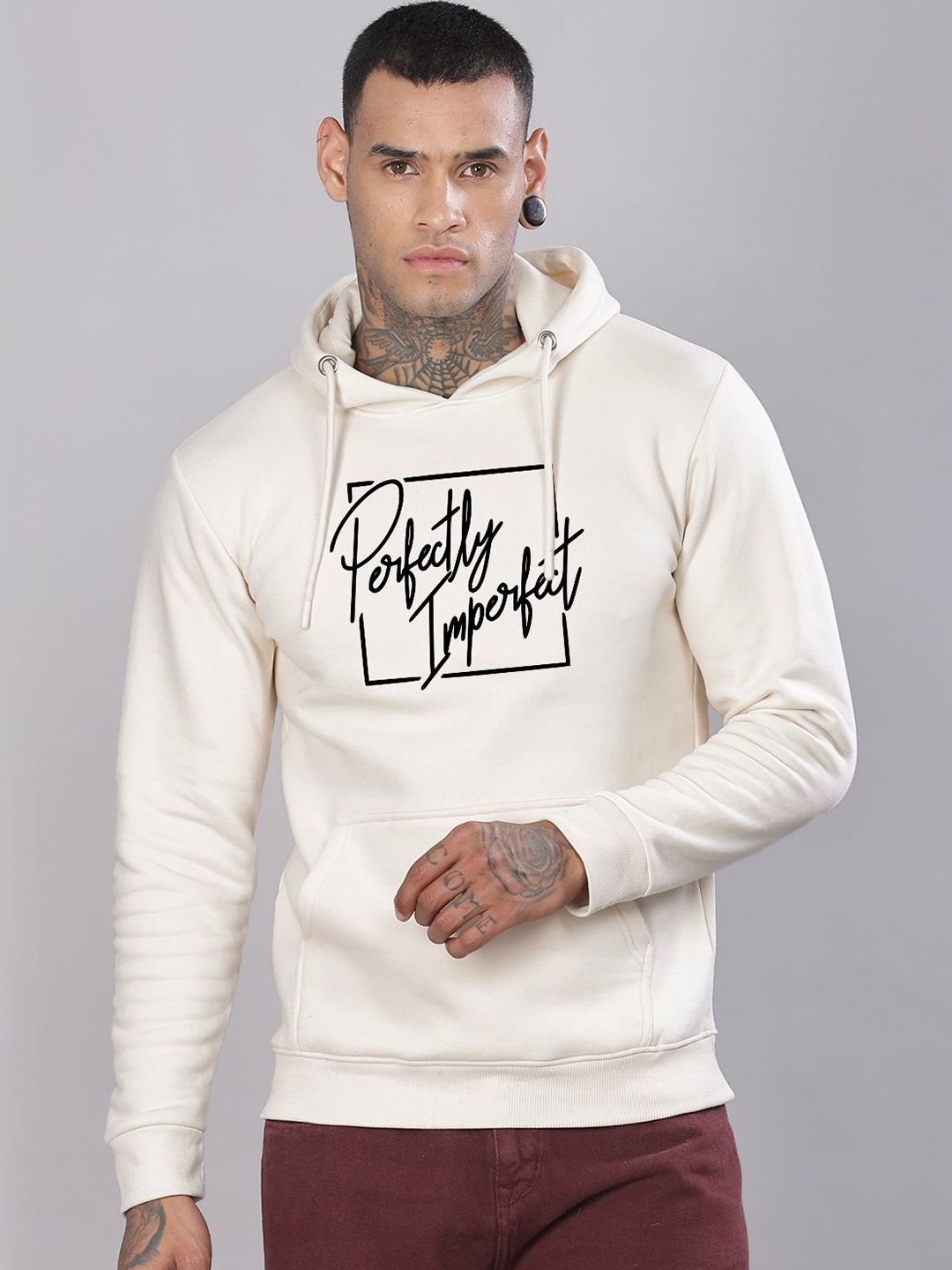 ADRO Men Cotton Printed Hooded Pullover Sweatshirt