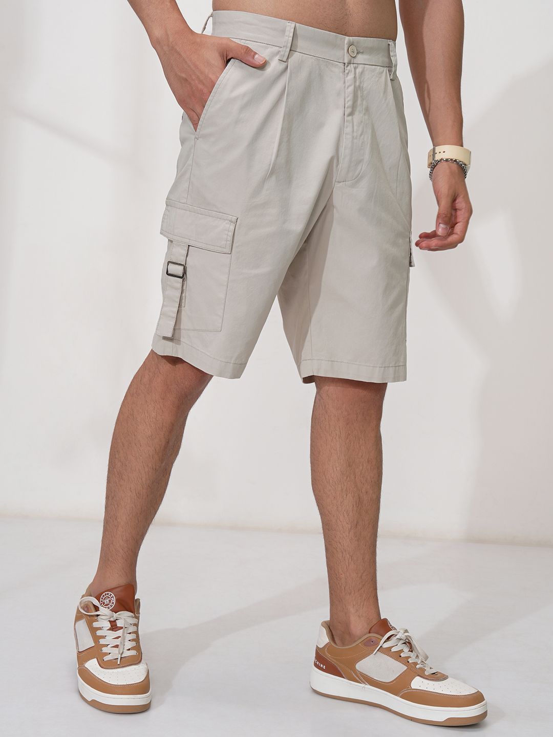 HIGHLANDER Men Cotton Regular Fit Cargo Shorts