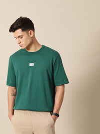 Mr Bowerbird Solid Pure Cotton Casual Oversized T-shirt With Patchwork Detail