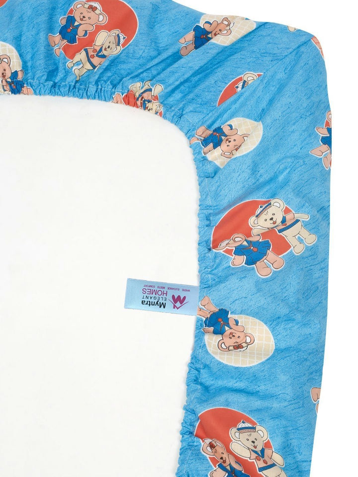 Myntra Elegant Homes Biru Kapas Perbualan 400 TC Dilengkapi Cadar King Superfine dengan 2 Sarung Bantal-98 x 89 inci