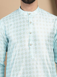 Motif Etnik Anouk Bercetak Kolar Mandarin Kurta Lurus Biasa dengan Churidar