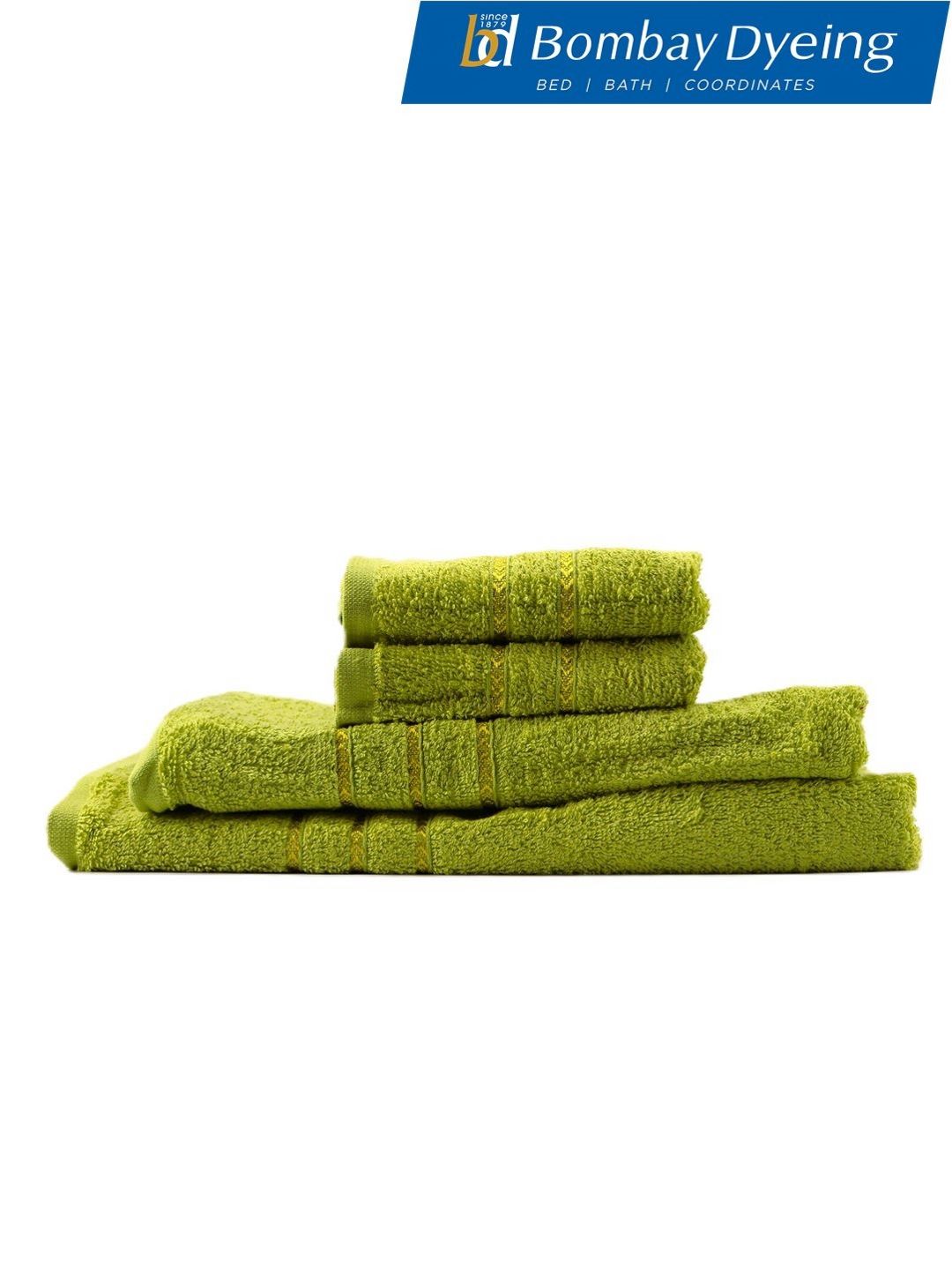 BOMBAY DYEING Lime Green 4 Piece Cotton 400 GSM Towel Set