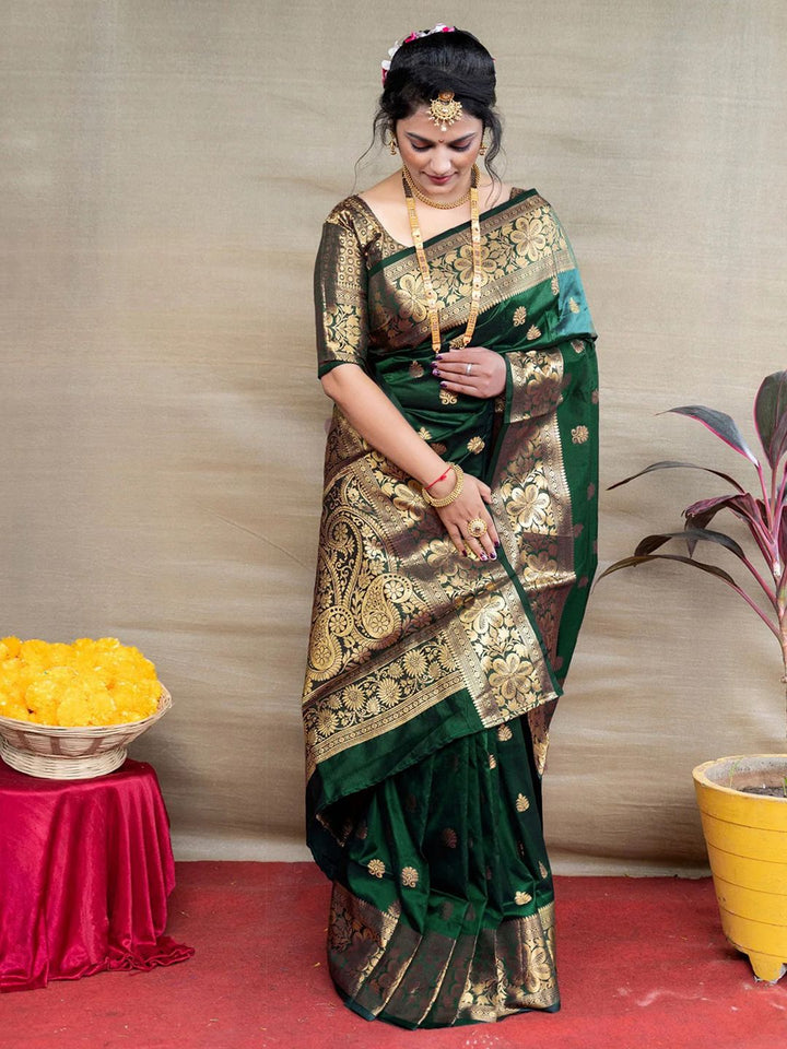 KALINI Ethnic Motifs Woven Design Zari  Banarasi Saree