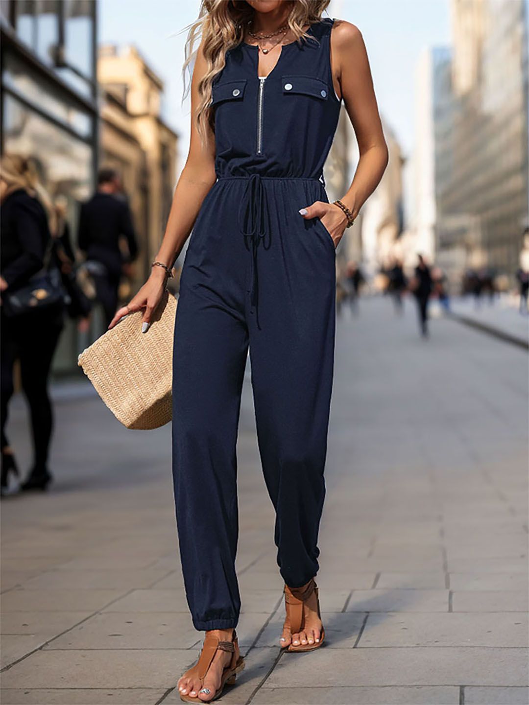 DressBerry Basic Jumpsuit with Pocket Detailing