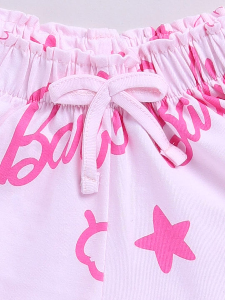 Happy Faces Kids Girls Barbie Printed Pure Cotton Shorts