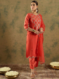 Indo Era Ethnic Motifs Embroidered Kurta With Trousers & Dupatta