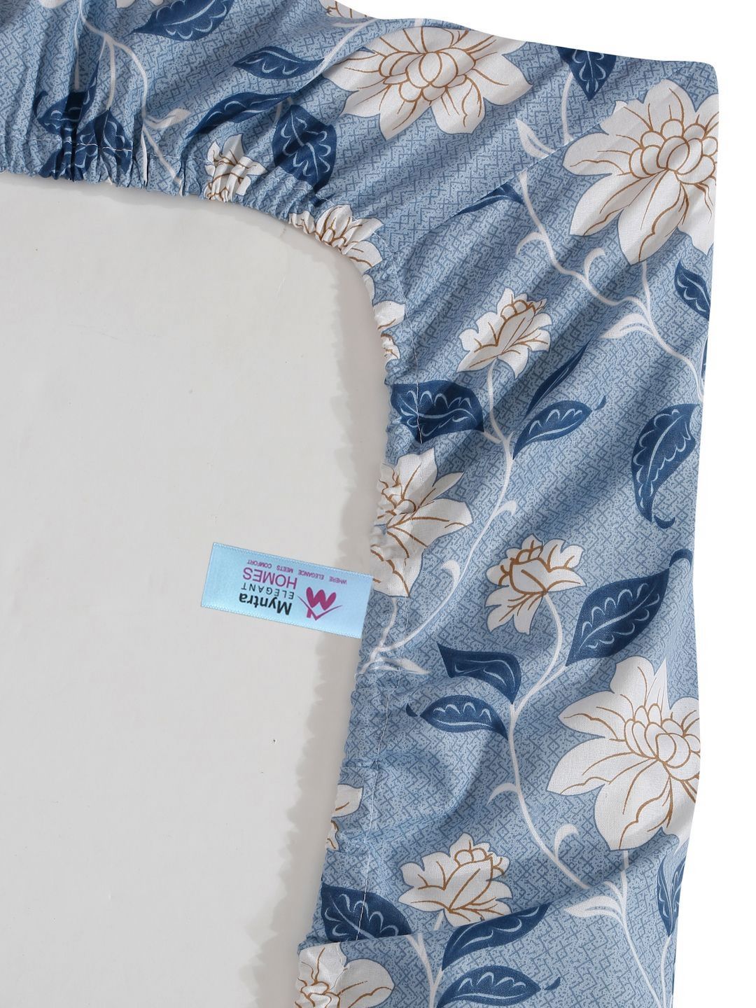 Myntra Elegant Homes Blue 400 TC Pure Cotton Fitted Single Bedsheet Set 2.25 m x 1.5 m