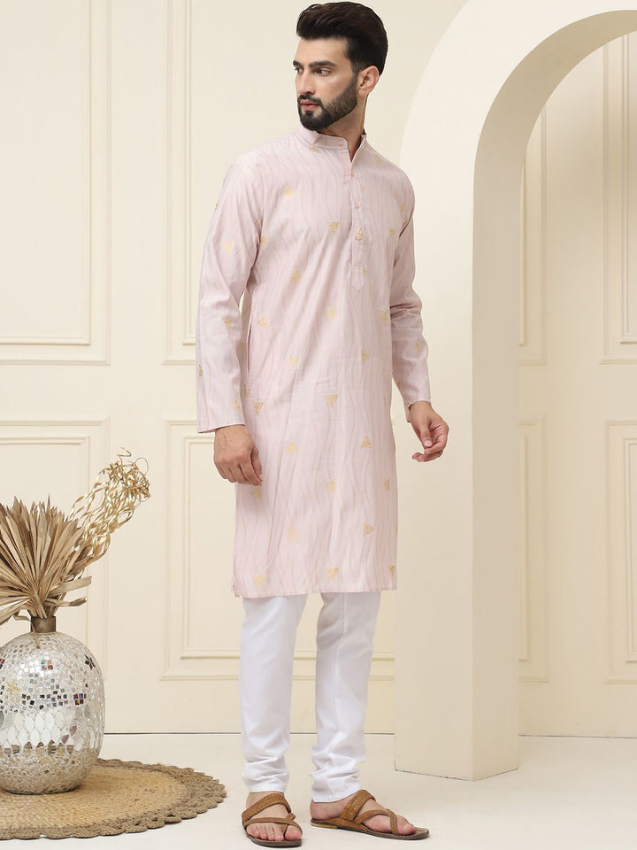 SOJANYA Geometric Woven Design Regular Jacqard Cotton Silk Silk Kurta With Pyjama