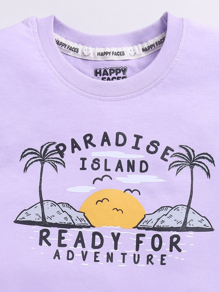 Happy Faces Boys Pure Cotton Typography & Graphic Printed T-shirt