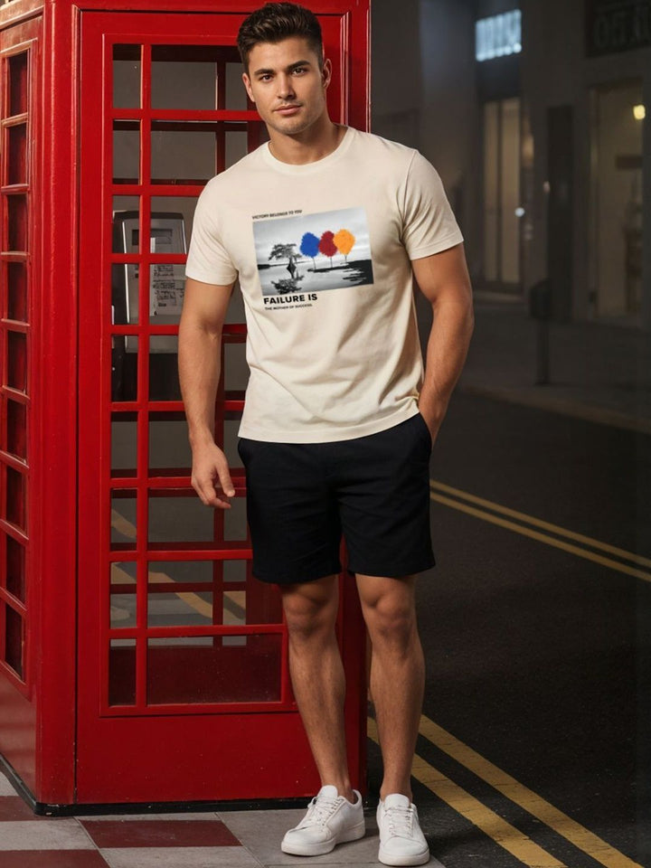 ADRO Graphic Bercetak Leher Bulat Mesra Kulit T-shirt Fit Biasa