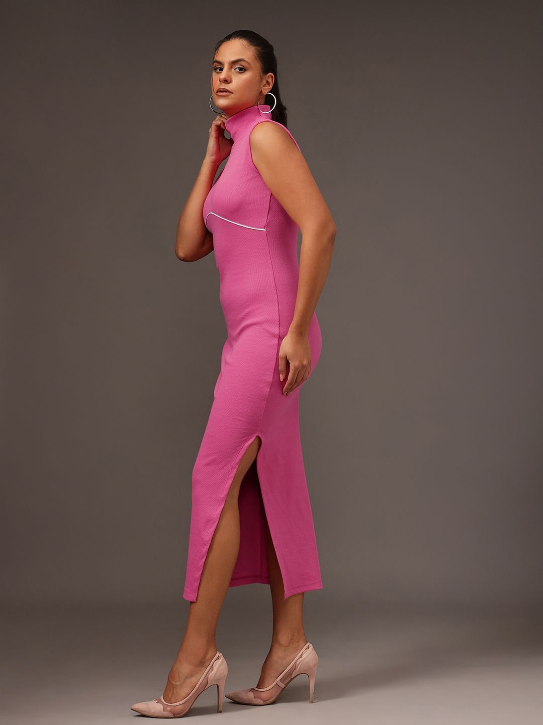 STREET 9 Women High Neck Sleeveless Sheath Dress