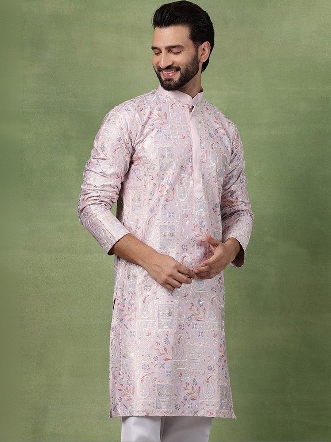 SOJANYA Men Embroidered Thread Work Kurta