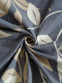 Aura Grey Leaf Polycotton 300 TC King Fine Bedsheet with 2 Pillow Covers-98 x 89 inches