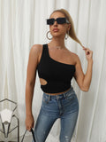 DressBerry One Shoulder Cut-Out Crop Top
