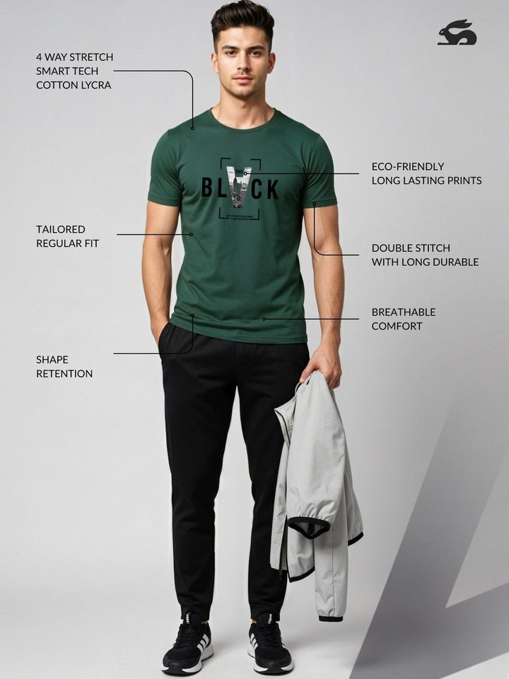 ADRO Typography Printed Short Sleeves Cotton Regular Fit T-shirt