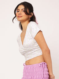 DressBerry Femme Fever Itsy Bitsy Print Wrap Crop Top