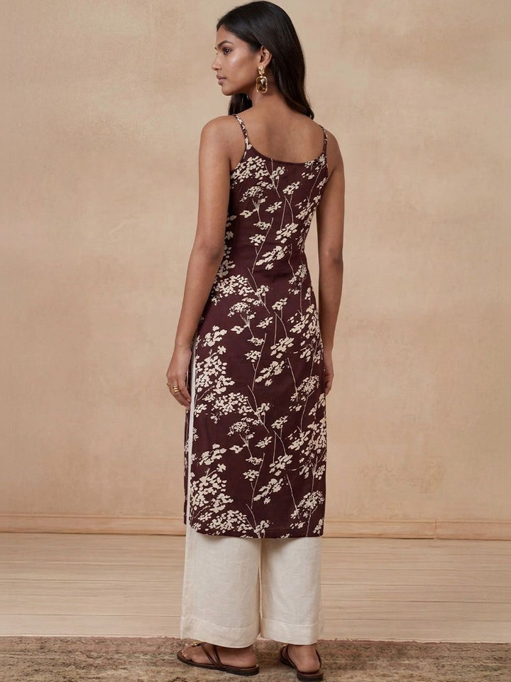 Rumah Chikankari Wanita Floral Printed Chikankari Kurta