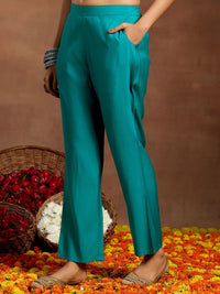 Gerua By Libas Floral Embroidered Straight Kurta with Trousers & With Dupatta