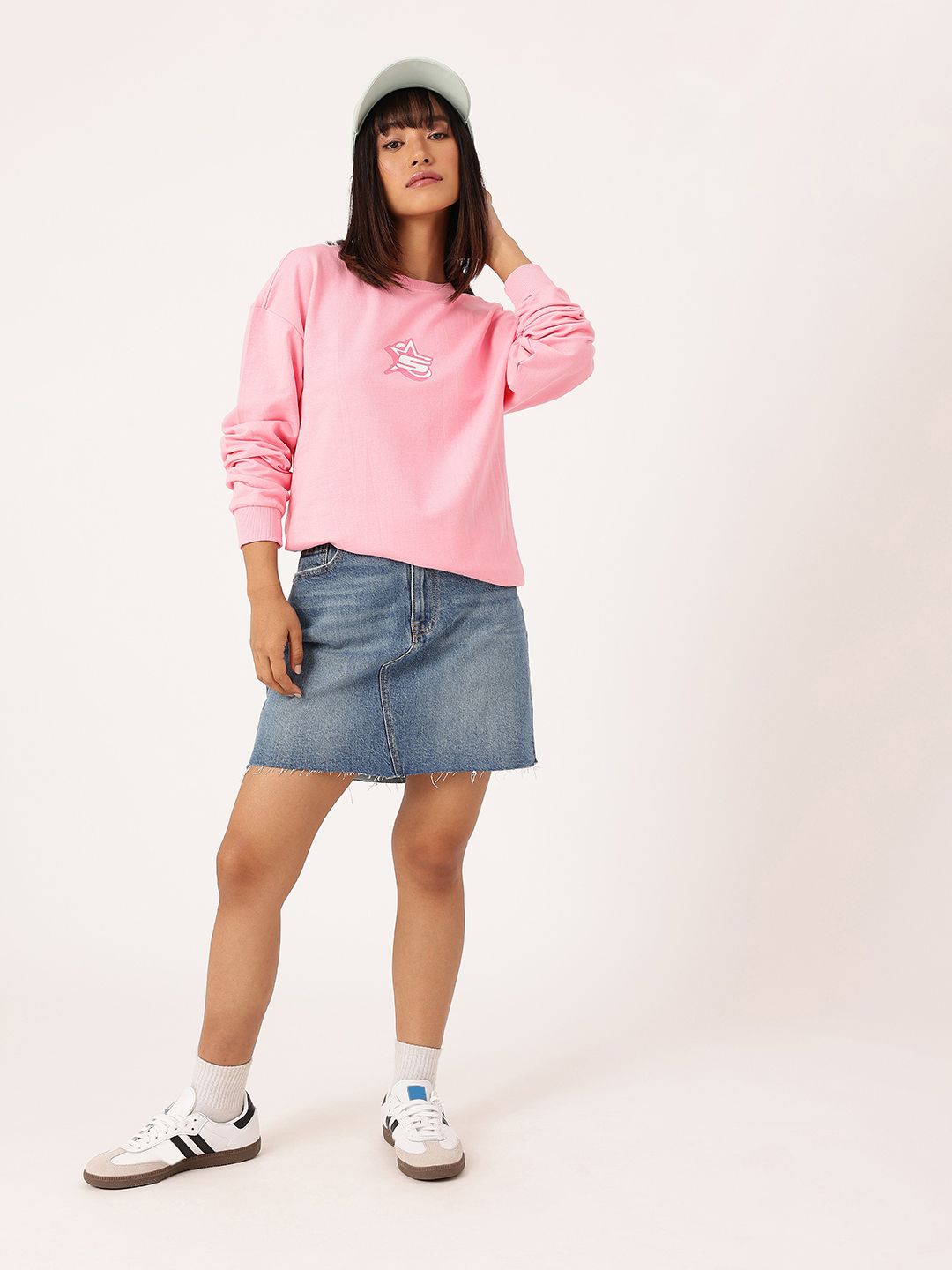 DressBerry Printed Cotton Terry Relaxed Fit Sweatshirt