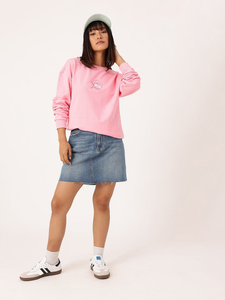 DressBerry Printed Cotton Terry Relaxed Fit Sweatshirt