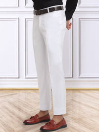 KLOTTHE Men White Slim Fit Mid-Rise Cotton Formal Gurkha Pants