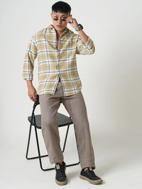 VASTRADO Men Classic Spread Collar Checked Cotton Slim Fit Casual Shirt