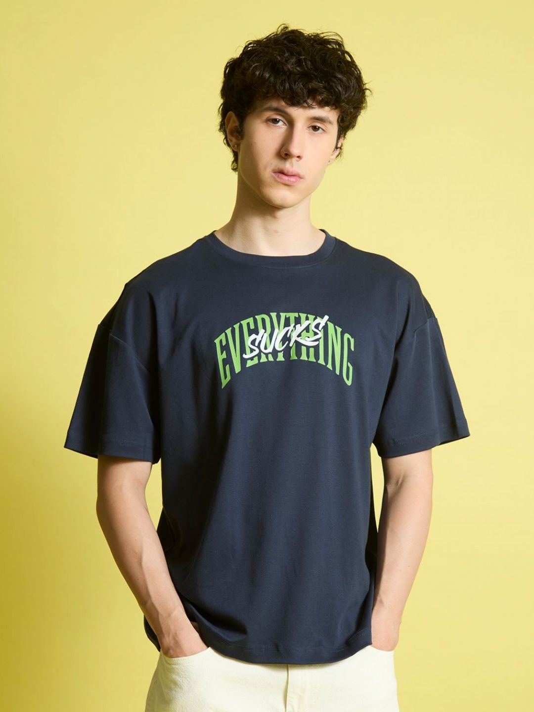 Bene Kleed Men Graphic Printed Round Neck Cotton Oversized T-shirt