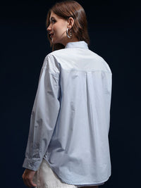 CHIC BY TOKYO TALKIES Women Spread Collar Solid Cotton Oversized Casual Shirt