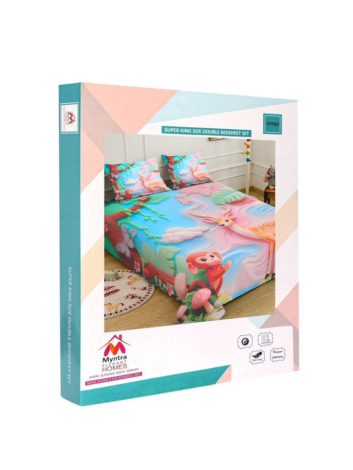 Myntra Elegant Homes Multicoloured 400 TC King Bedsheet with 2 Pillow Covers