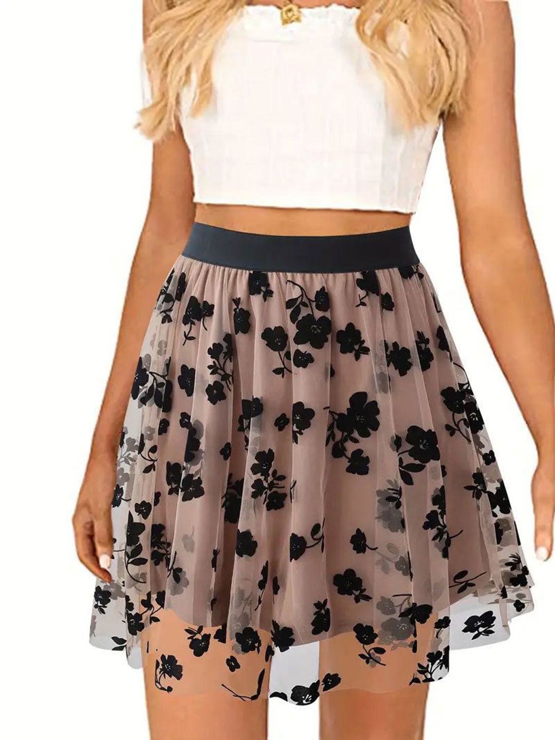 DressBerry Printed Flared Mini Skirt