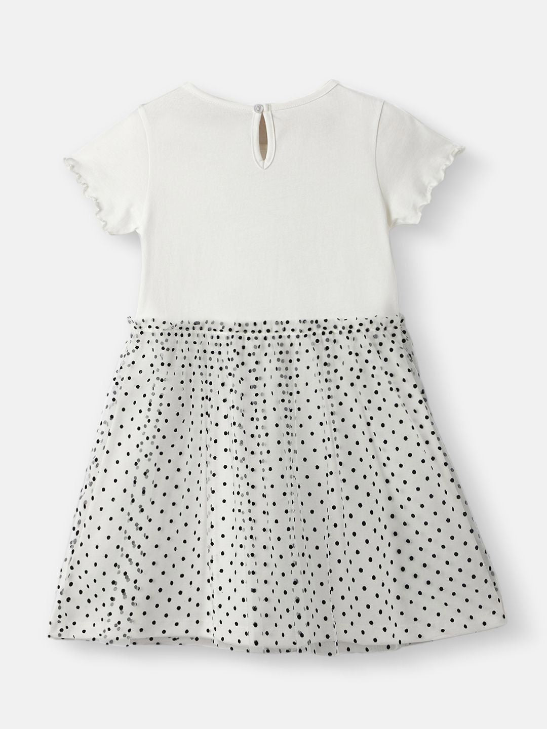 Nauti Nati Girls Partywear Mickey Sequinned Mesh Polka Dress