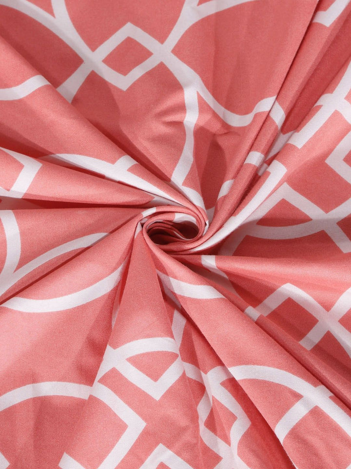 Myntra Elegant Homes Peach Geometric Cotton 300 TC Fitted King Cadar Halus dengan 2 Sarung Bantal-98 x 89 inci