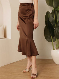Jalan 9 A-line Midi Satin Skirt