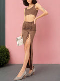 DressBerry Hot Girl Summer High Slit Ruched Co-Ords