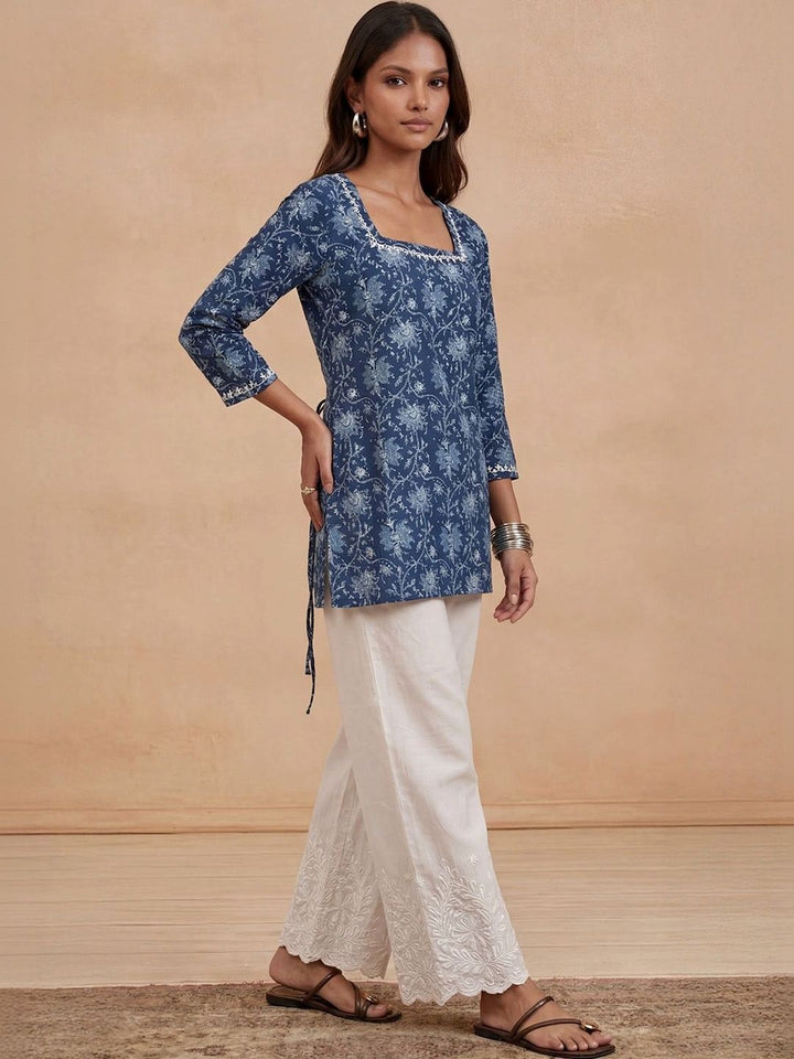 Rumah Chikankari Wanita Floral Printed Chikankari Indie Florals Kurta