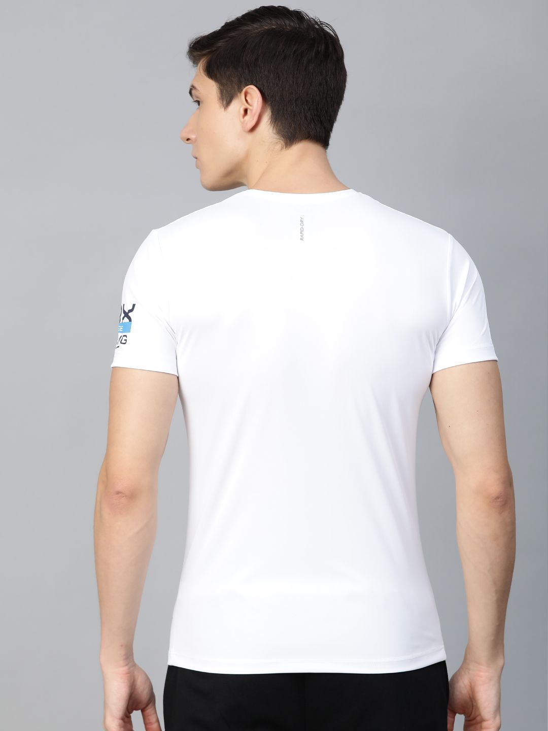 HRX by Hrithik Roshan Men White & Blue Training Regular Fit T-shirt