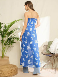 Berrylush Women Floral Print Tube Longline Top