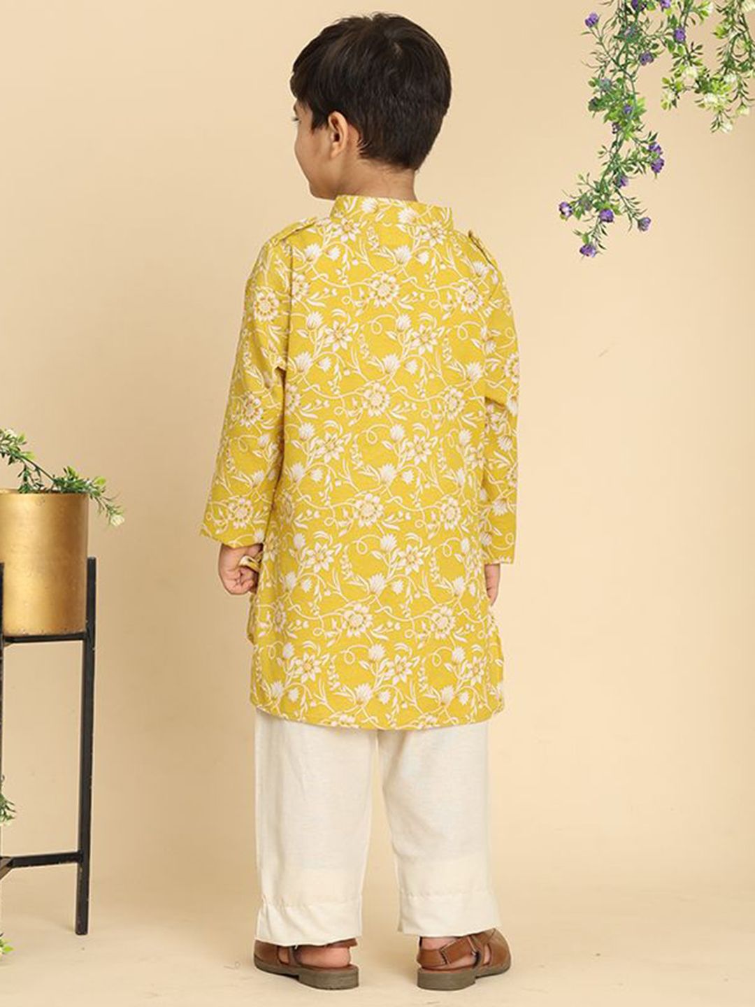 Cutiekins Boys Floral Printed Regular Kurta with Pyjamas