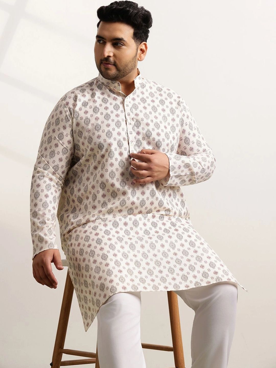 SOJANYA PLUS Men Printed Regular Pure Cotton Kurta with Pyjamas