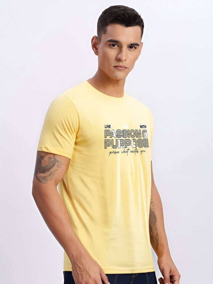 ADRO Men Typography Printed Round Neck Cotton T-shirt
