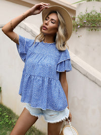 DressBerry Floral Print Flared Sleeve Layered Top