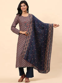 Mamicha Women Floral Printed Regular Pure Cotton Kurta with Palazzos & With Dupatta