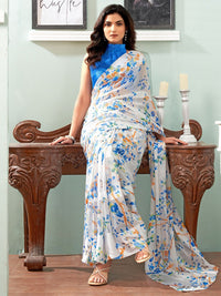 KALINI Floral Pure Georgette Dabu Saree
