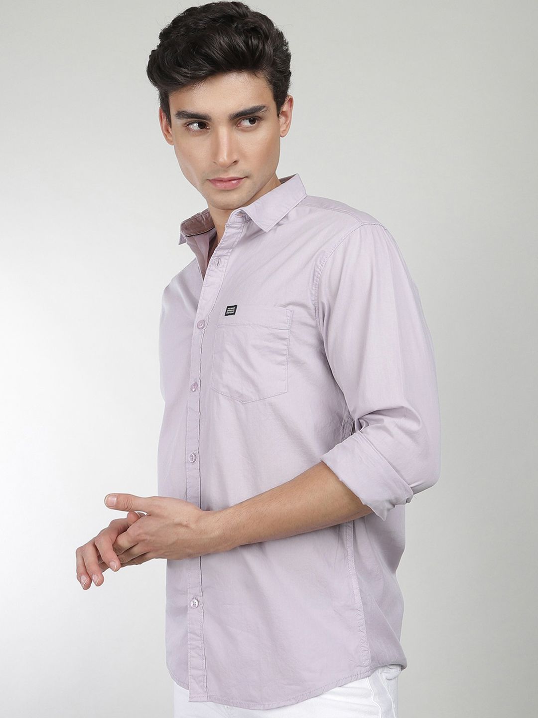 The Indian Garage Co Men Lavender Comfort Regular Fit Pure Cotton Casual Shirt