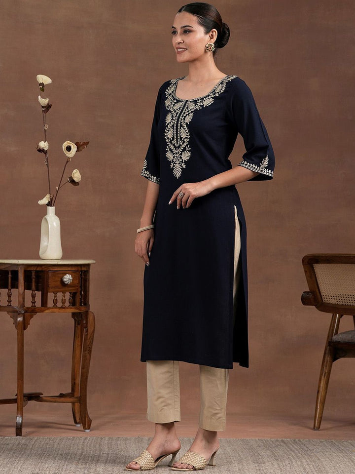 Libas Floral Yoke Design Straight Kurta
