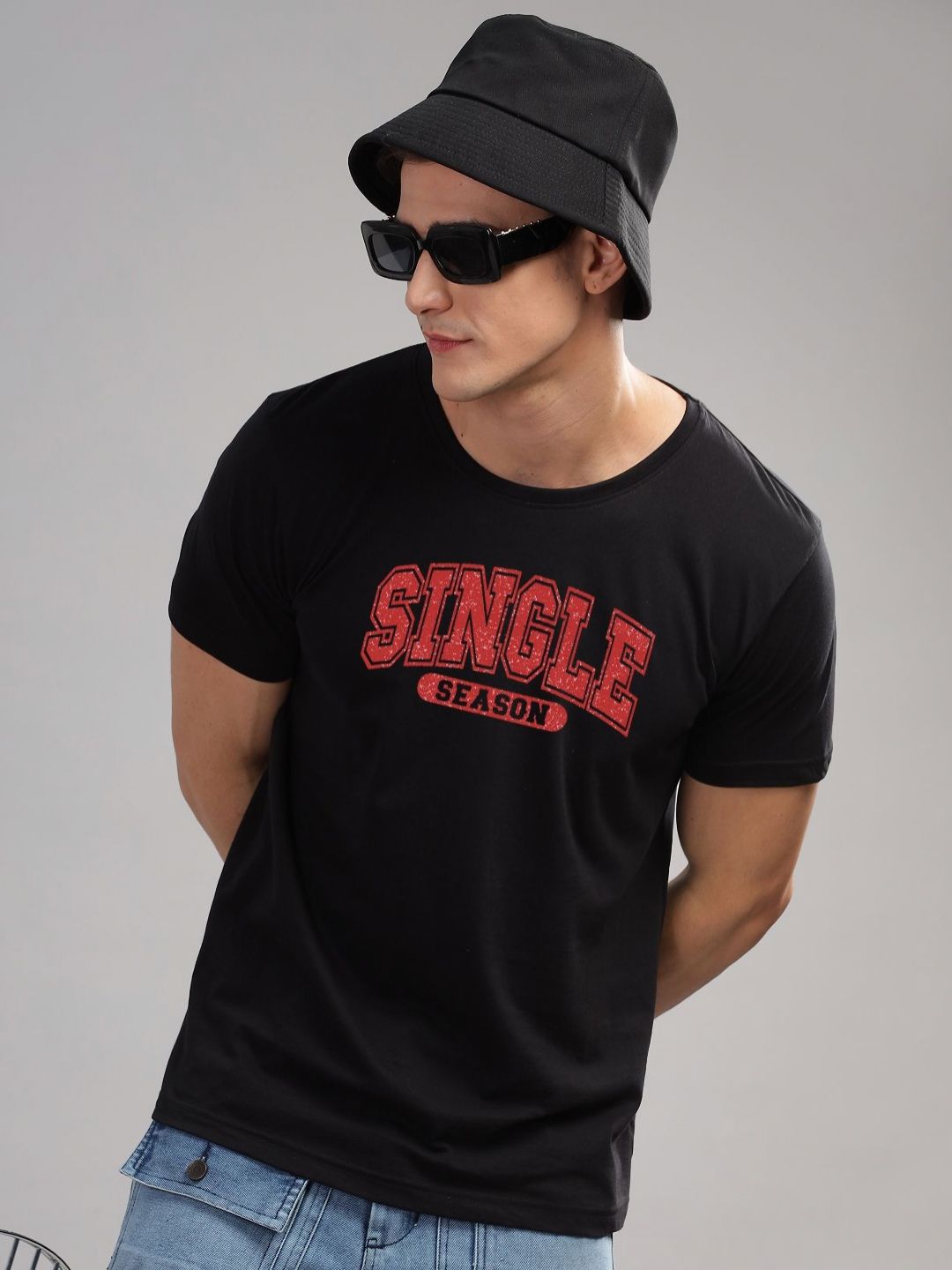 ADRO Men Typography Printed Round Neck Cotton T-shirt