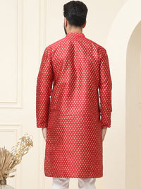 SOJANYA Motif Etnik Bercetak Kolar Jalur Lengan Panjang Kurta Sutera Biasa