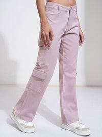 Tokyo Talkies Women Wide Leg Twill Cargo Trousers