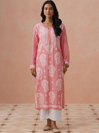 Rumah Chikankari Wanita Sulam Chikankari Cetakan Indie Kurta